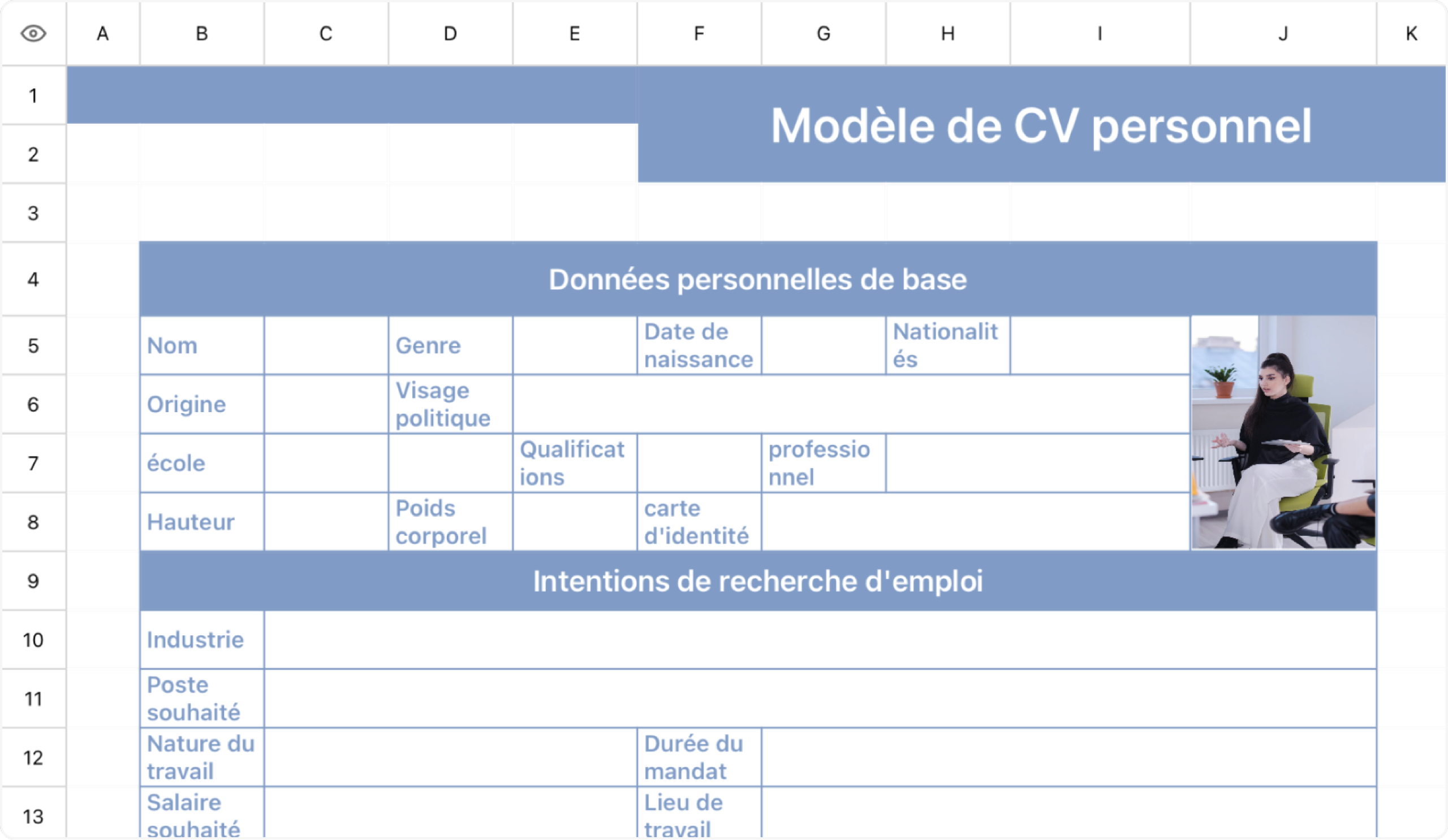 CV bleu pâle
